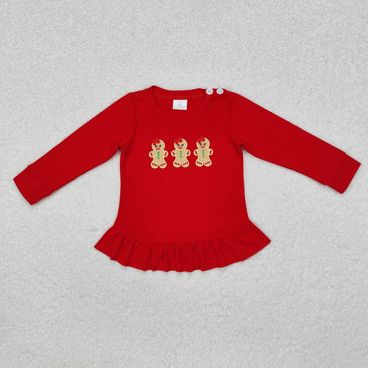 GT0702 Gingerbread Man Red Lace Long Sleeve Top
