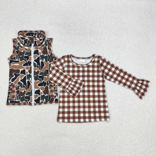 GT0741  Baby Girls Camo Hunting Tops Vest 2pcs Sets