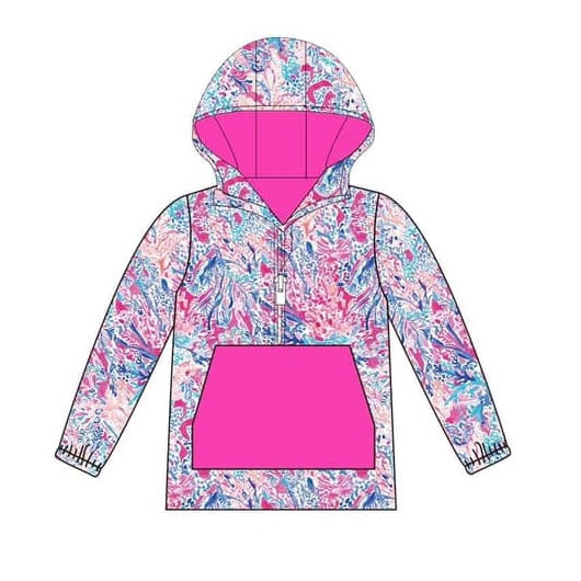 presale GT0745 Baby Girls Pink Seaweed Hooded Long Sleeve Tops    2024 8.24