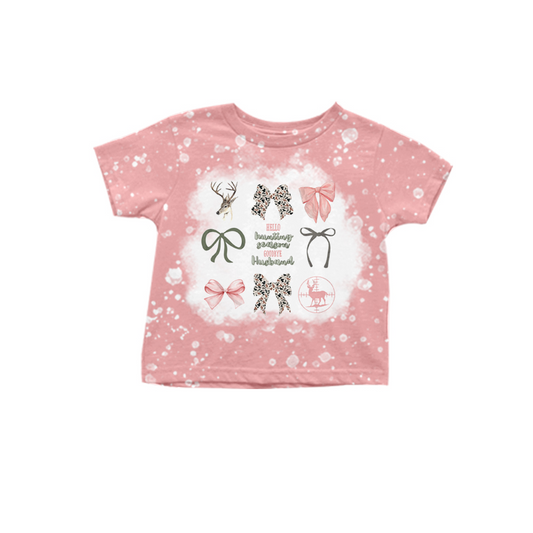 presale GT0748 Pink short-sleeved top with deer camouflage bow pattern 2024 8.28