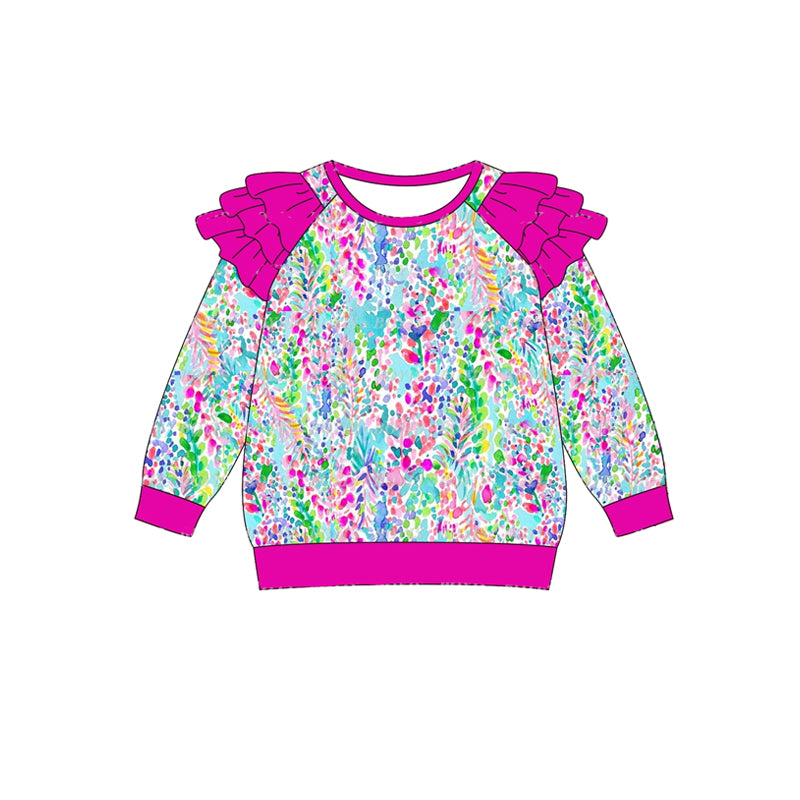 presale GT0765 Colorful Leaf Seagrass Rose Red Lace Long Sleeve Top  2024 9.3
