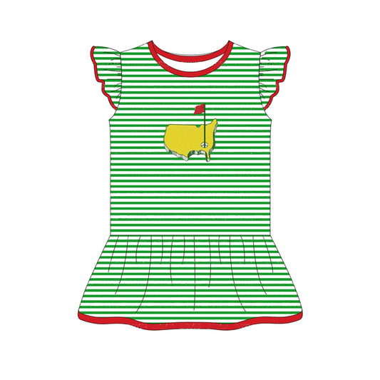 presale GT0771 Red Flag Map Golf Course Green Striped Fly Sleeve Top  2024 9.6