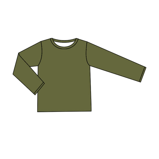 presale GT0783 Solid Army Green Long Sleeve Top 2024 9.13