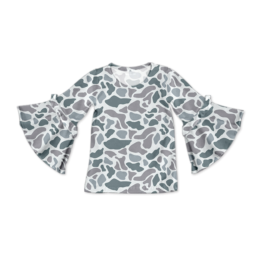 presale GT0788 Camouflage gray-blue flared sleeve long-sleeved top   2024 9.16