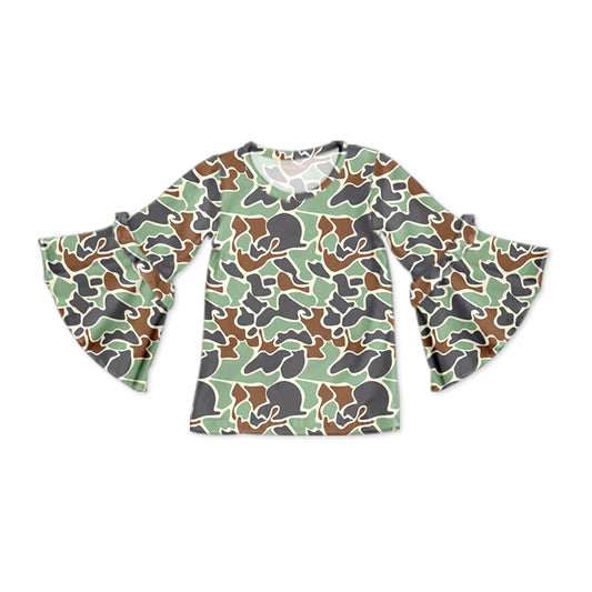 presale GT0790  Camouflage flared sleeve long-sleeved top  2024 9.16