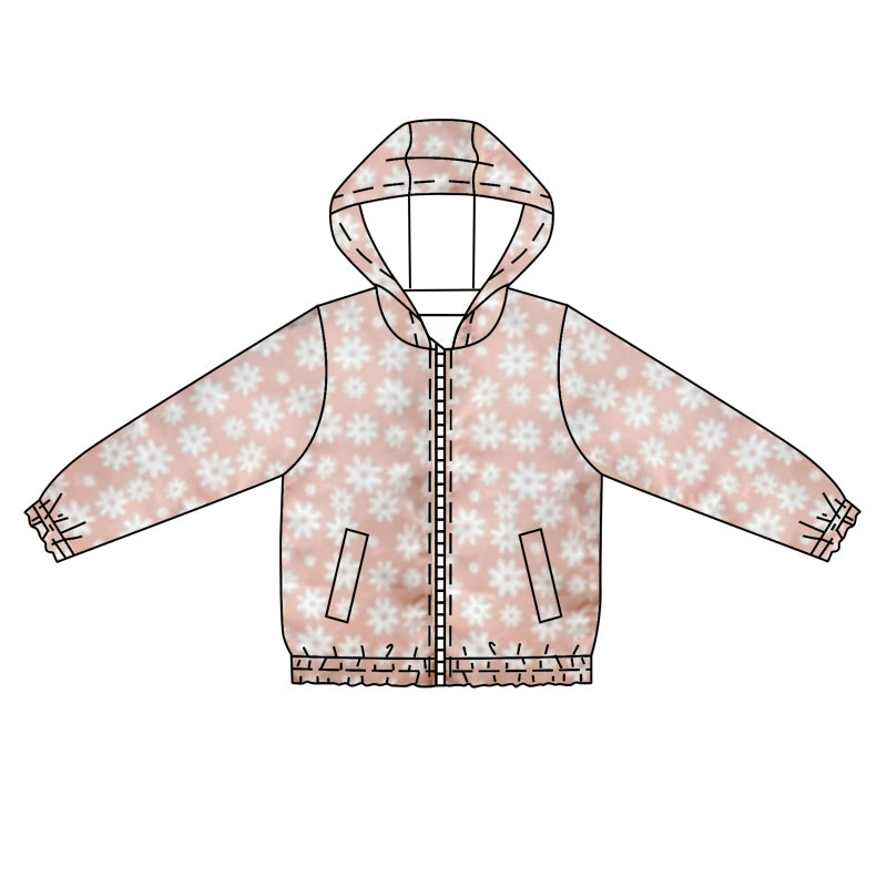 presale GT0794 Floral Pink Zipper Hooded Long Sleeve Top  2024 9.16