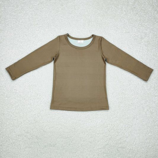 GT0799 Solid dark army green long-sleeved top