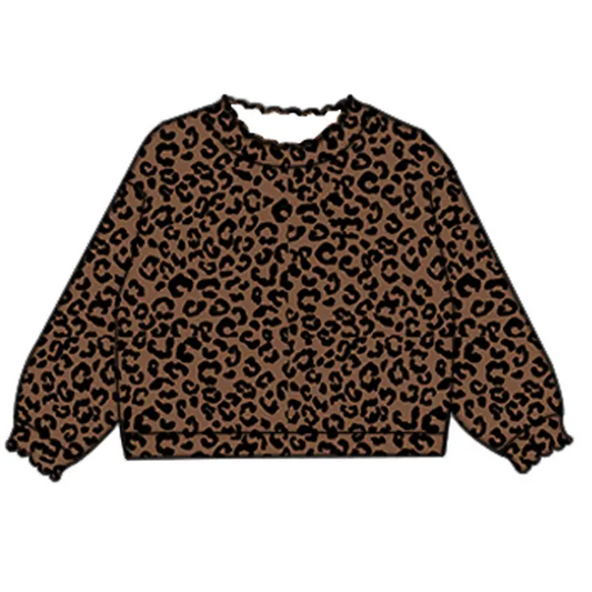 presale GT0806 Brown leopard print long-sleeved top 2024 9.19