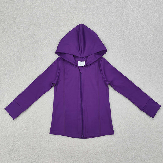 GT0807  Purple Yoga Wear Zippered Hooded Long Sleeve Top  D 3.13