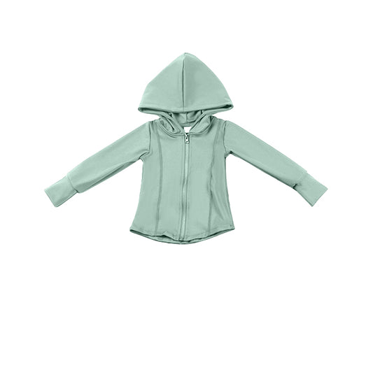 presale GT0811 Turquoise Yoga Wear Zippered Hooded Long Sleeve Top 2024 9.21