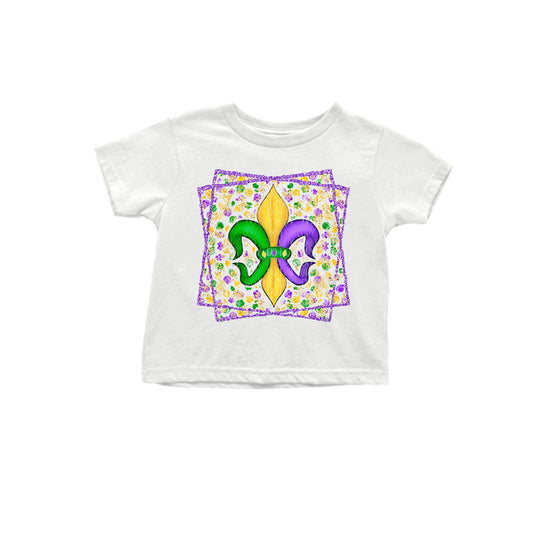 presale GT0817 White short-sleeved top with Mardi Gras pattern 2024 9.23