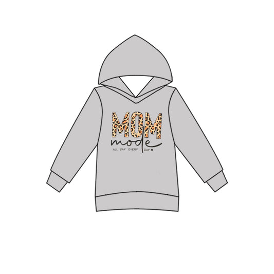 presale GT0834 Adult women mom mode letter leopard print gray hooded long-sleeved top 2024 9.28