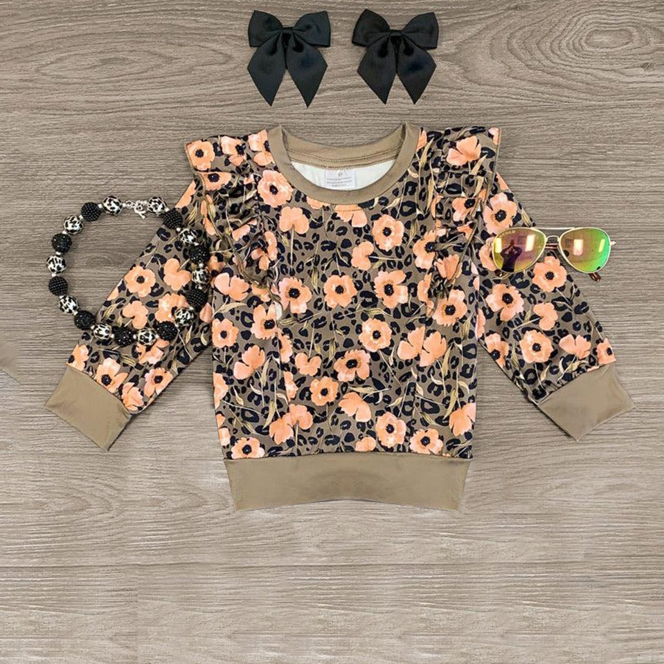 presale GT0843 Floral black leopard lace long-sleeved top 2024 10.8