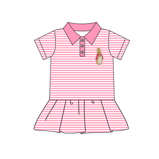 presale GT0847 Easter Bunny Pink Striped Short Sleeve Top 2024 .10.9