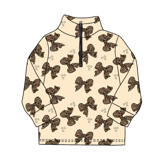 preorder GT0852 Beige zip-up long-sleeved top with camouflage bow pattern 2024 10.14