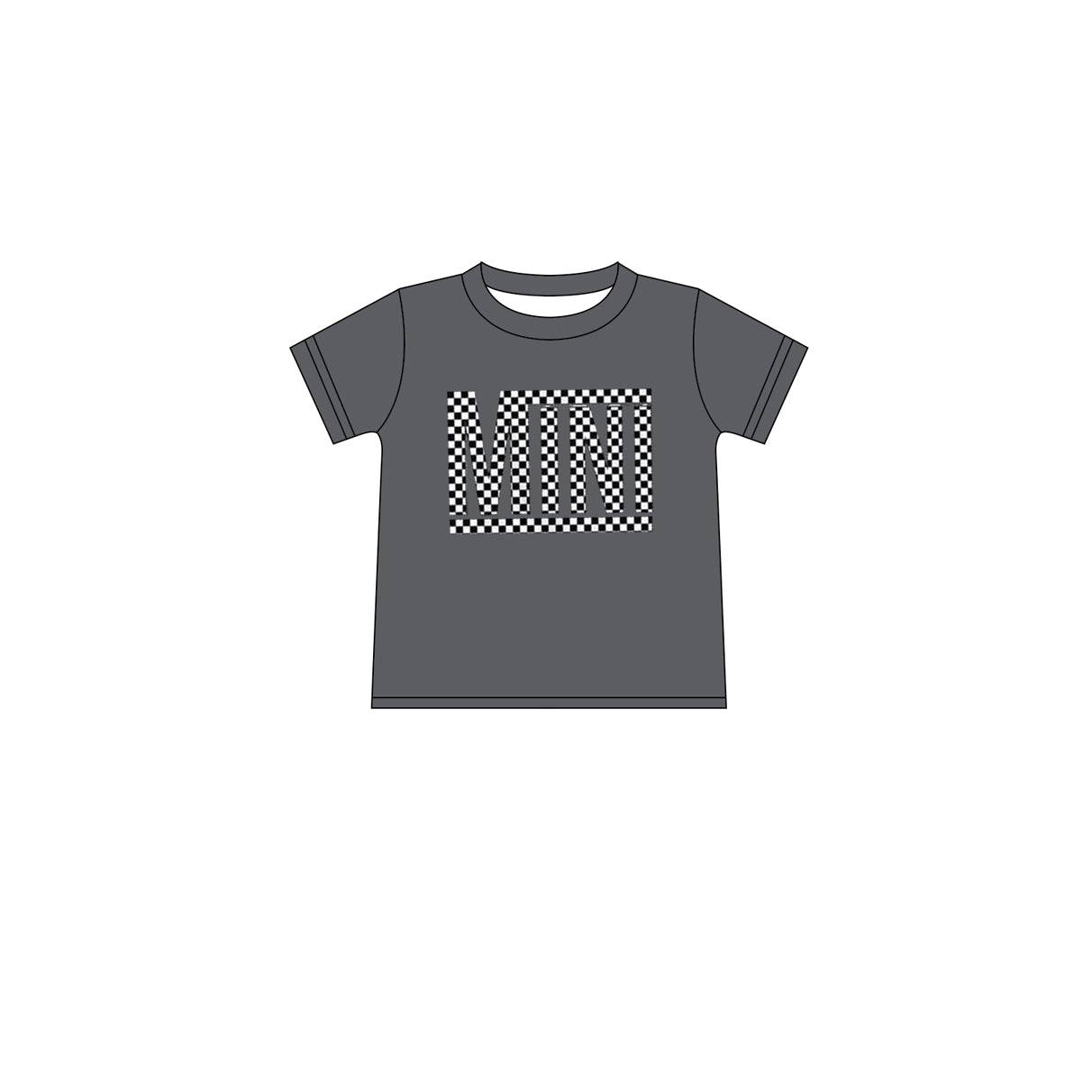 presale GT0856 Baby Girls Grey Mini Checkered Short Sleeve Tee Shirts Tops 2024 .10.18