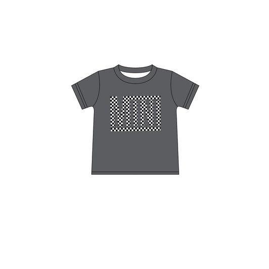 presale GT0856 Baby Girls Grey Mini Checkered Short Sleeve Tee Shirts Tops 2024 .10.18