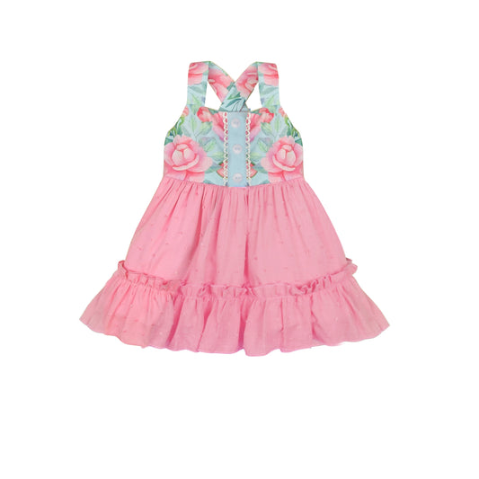 presale GT0860  Flower and leaf lace pink tulle blue sleeveless top 2024 .10.18