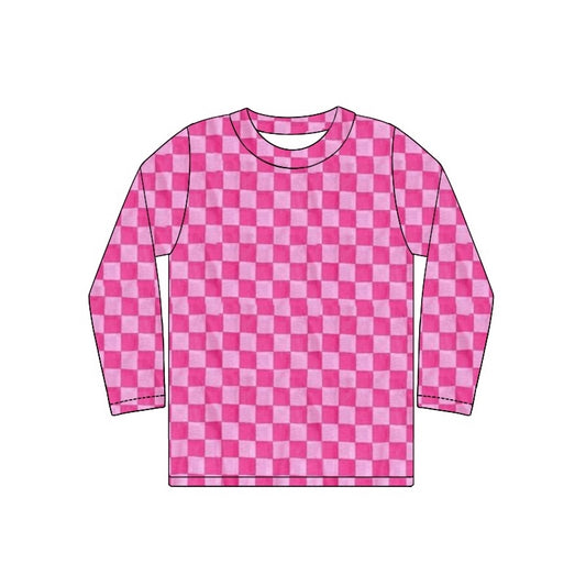 preorder GT0863 Rose red plaid long-sleeved top 2024 10.17