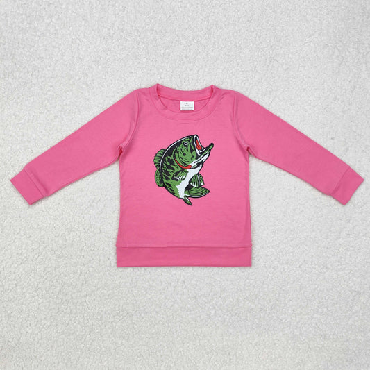 GT0870 Fishing rose red long sleeve top