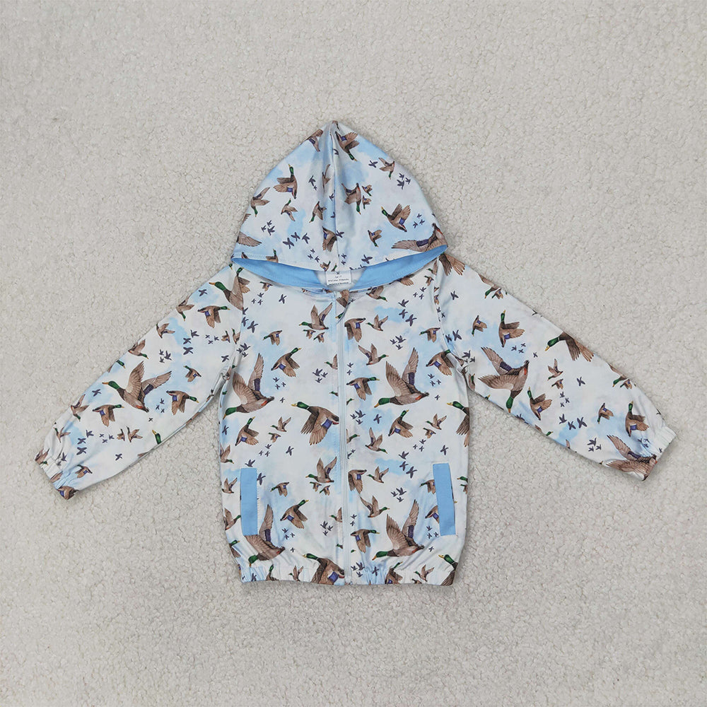 GT0875 Baby Boys Duck Beige Zipper Hooded Long Sleeve Top  D 4.7