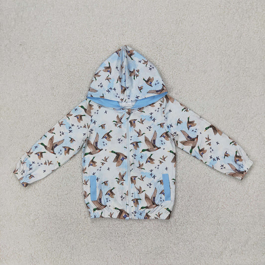 GT0875 Baby Boys Duck Beige Zipper Hooded Long Sleeve Top D 4.7