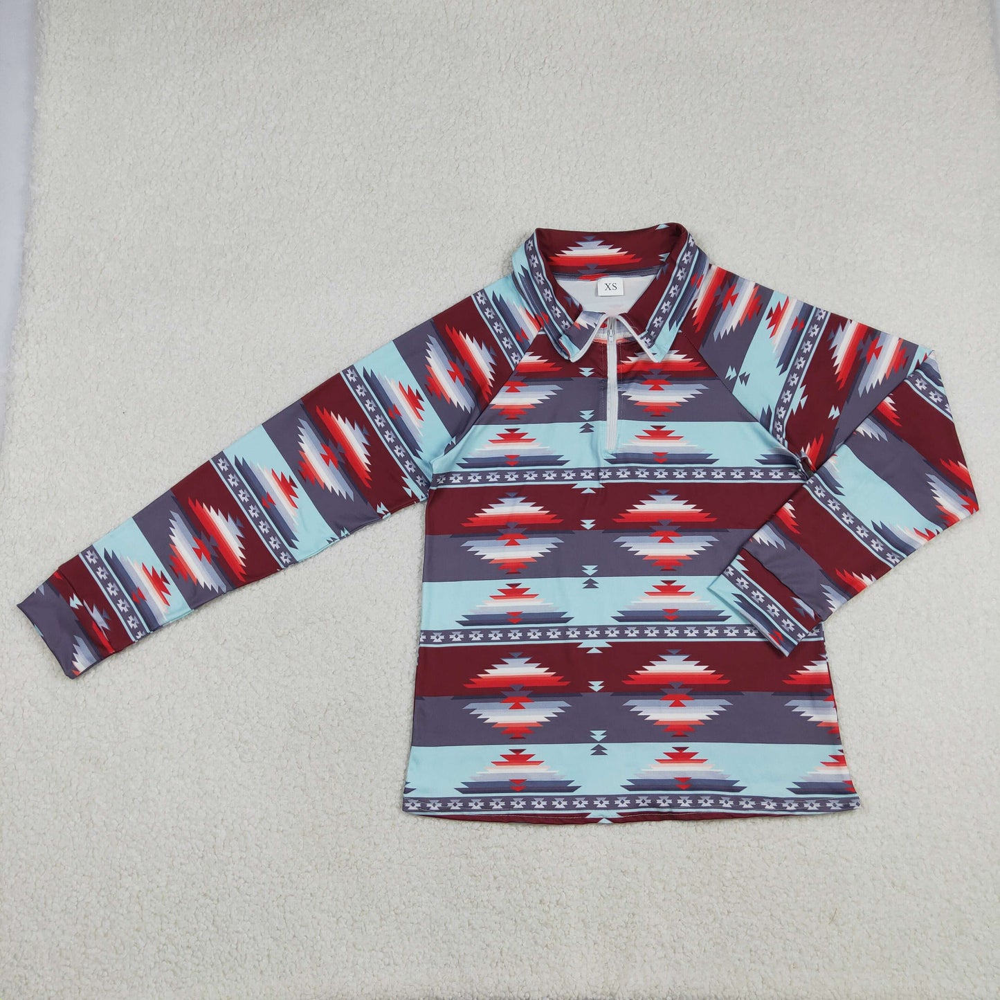 Sibling Mama And Me Western Aztec Long Sleeve Zipper Pullover Top Matching Set for Mom And Daughter Trendy Comfortable Outfit