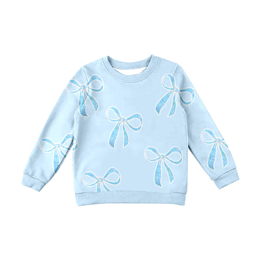 presale GT0879 Adult Women Bow Pattern Blue Long Sleeve Top 2024 10.29