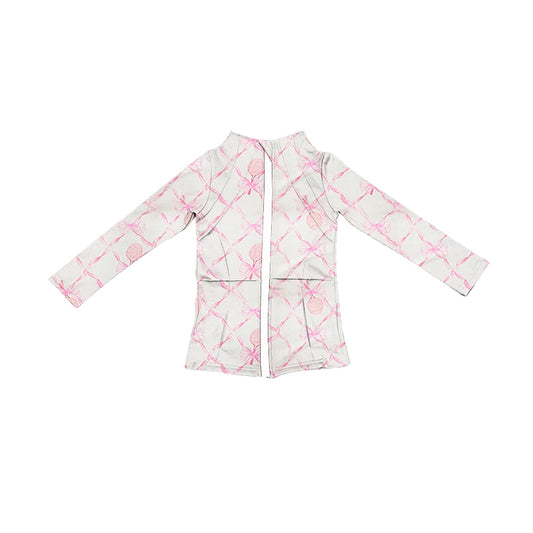 presale GT0884 White Yoga Zipper Long Sleeve Top with Racket Bow 2024 10.30