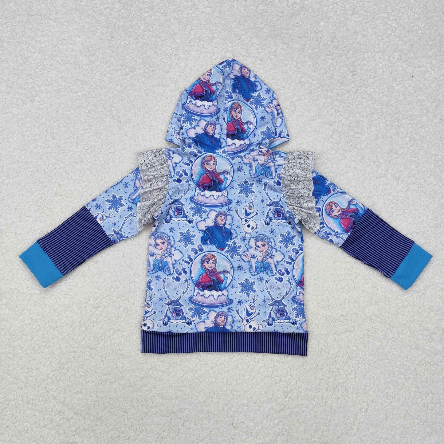 GT0890 girls blue purple hooded long-sleeved top