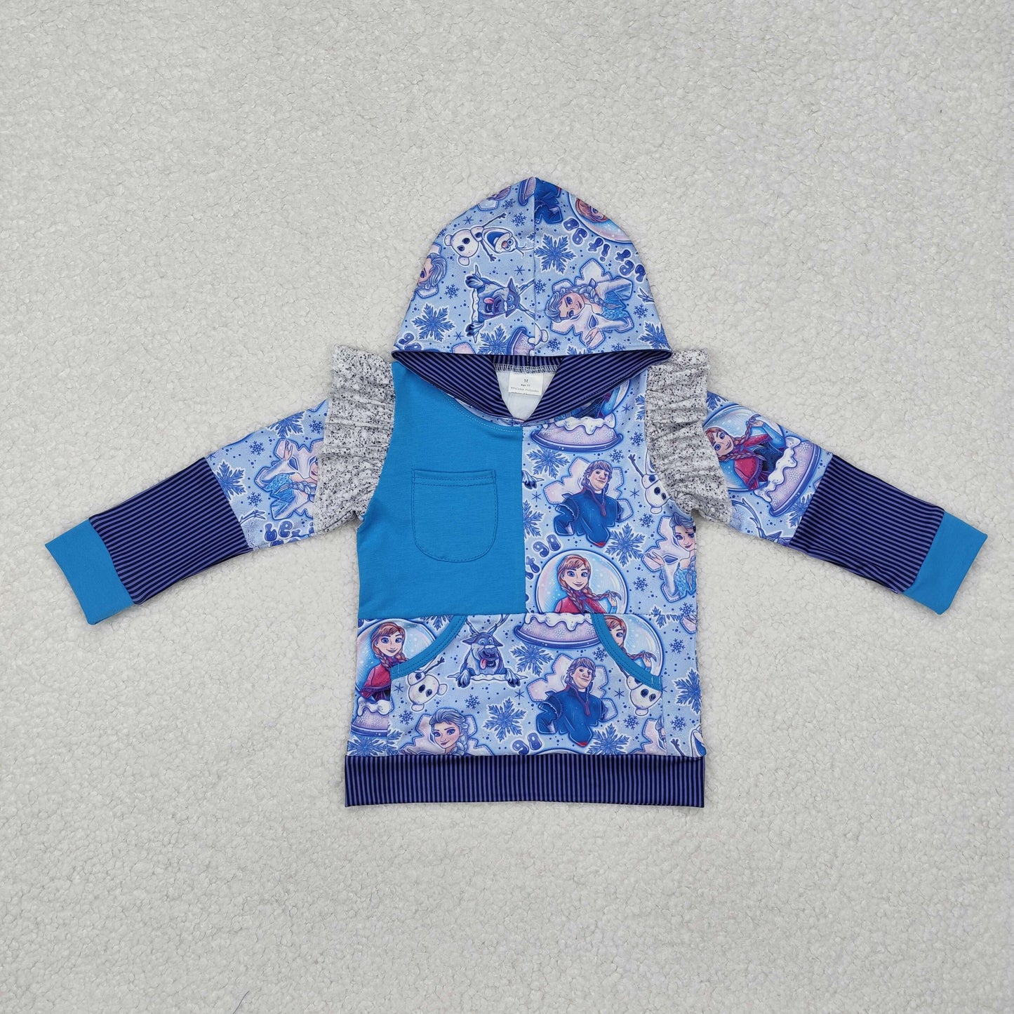 GT0890 girls blue purple hooded long-sleeved top