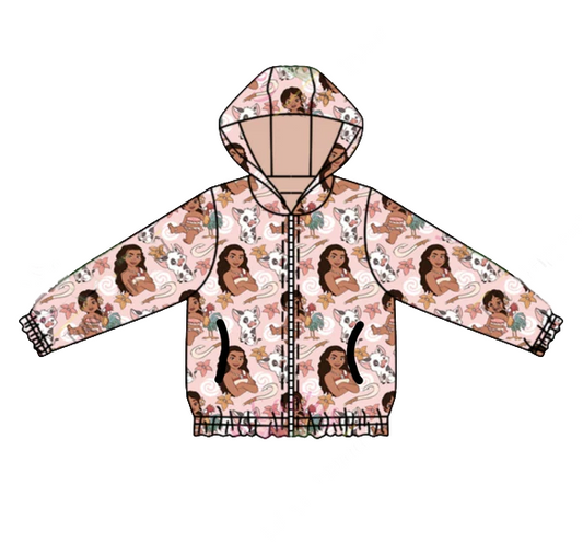 presale GT0900 Baby Girls Cartoon Island Princess Zip Jackets Cardigan Tops 2024 11.23