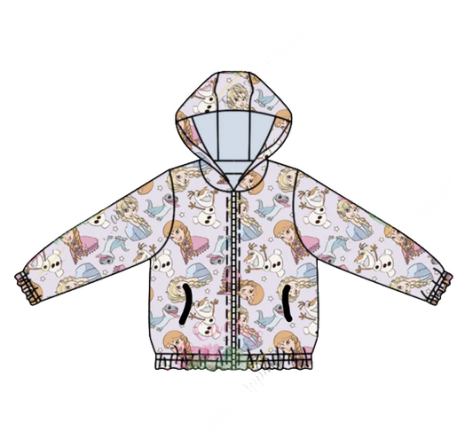 presale GT0901 Baby Girls Cartoon Sister Princess Zip Jackets Cardigan Tops 2024 11.23