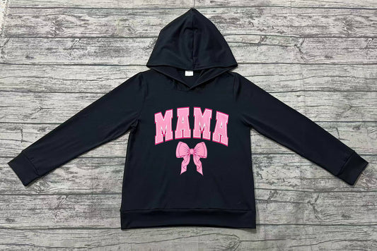 presale GT0901 Black hooded long-sleeved top with pink bow and lettering 2024 12.8