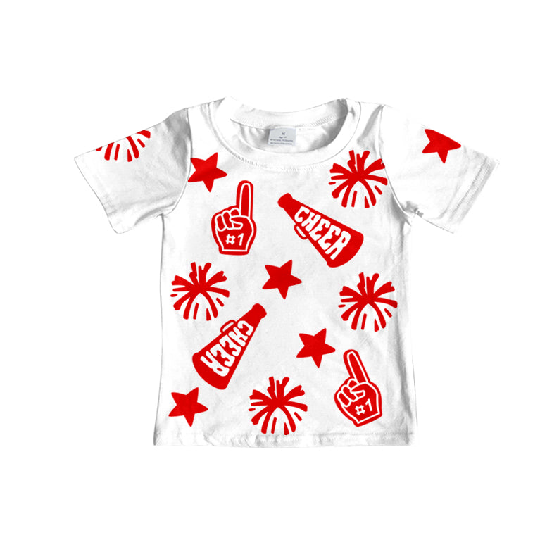 GT0940  Baby Girls Cheer Red Team Pullovers Tee Shirts Tops D 3.10