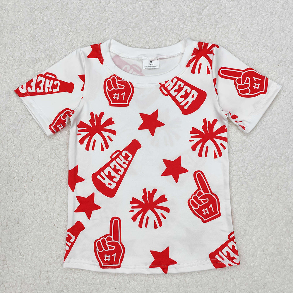 GT0940  Baby Girls Cheer Red Team Pullovers Tee Shirts Tops D 3.10