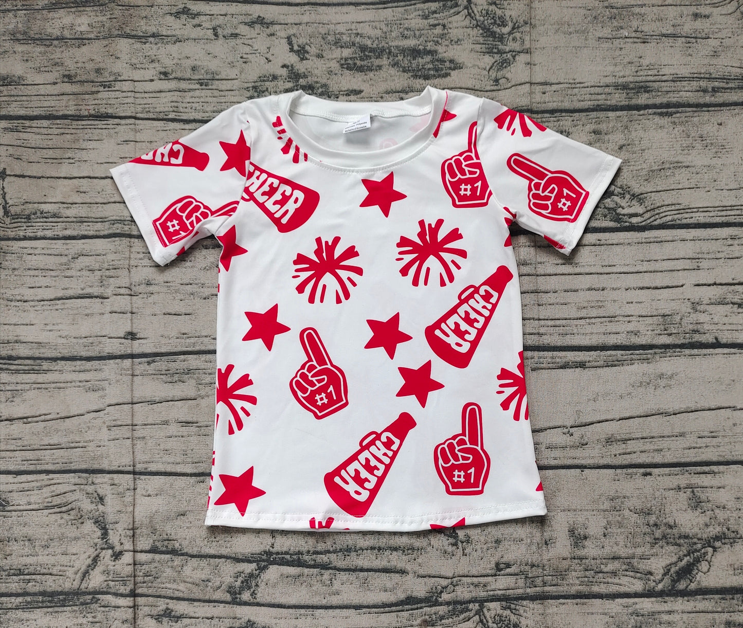 GT0940  Baby Girls Cheer Red Team Pullovers Tee Shirts Tops D 3.10