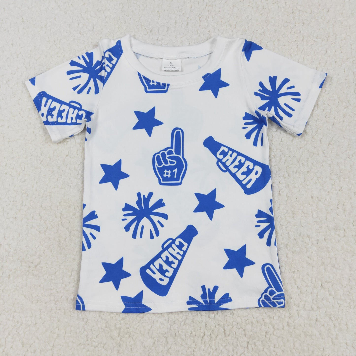 GT0941  Baby Girls Cheer Blue Team Pullovers Tee Shirts Tops