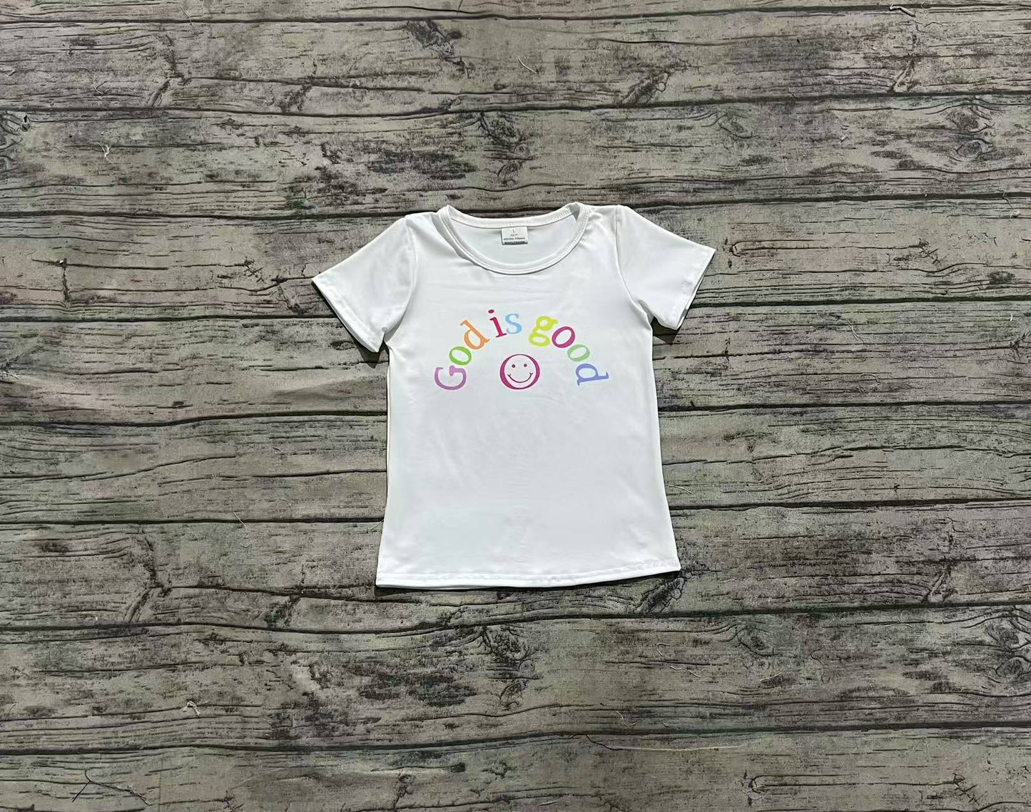 GT0958  Baby Girls Short Sleeves GOD IS GOOD Shirts Top  D 4.11