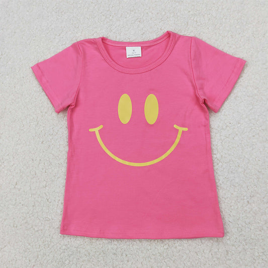 GT0959 Baby Girls Pink Short Sleeves Smile Shirts Top D 3.31
