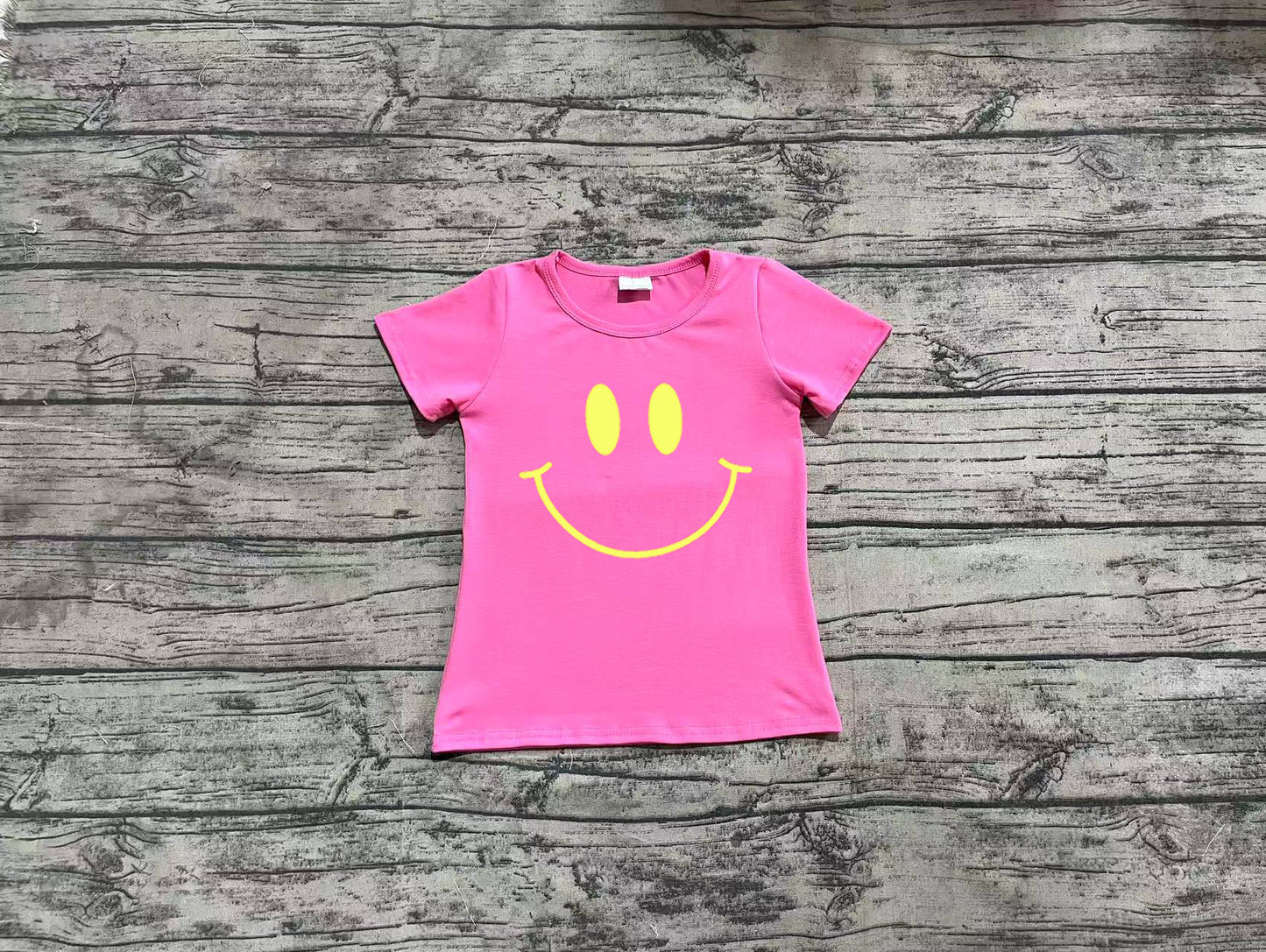 GT0959  Baby Girls Pink Short Sleeves Smile Shirts Top D 3.31