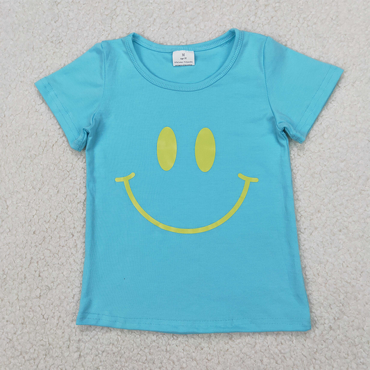GT0960 Baby Girls Blue Short Sleeves Smile Tee Shirts Top D 4.1