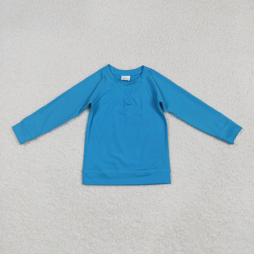 GT0969  Baby Girls Hot Blue Long Sleeves Yoga Shirt   D 6.2