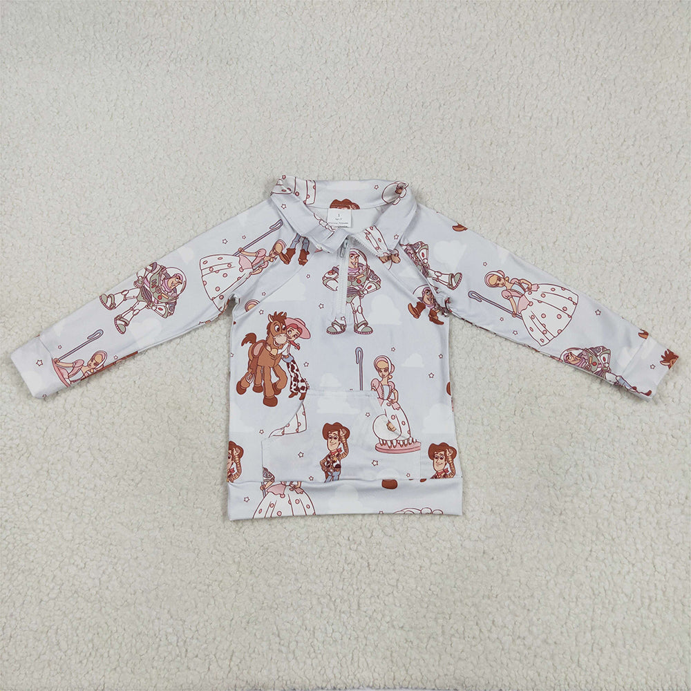 GT0989  Baby Girls Long Sleeves Cartoon Donkey Zipper Pocket Hoodies Top  D 5.8