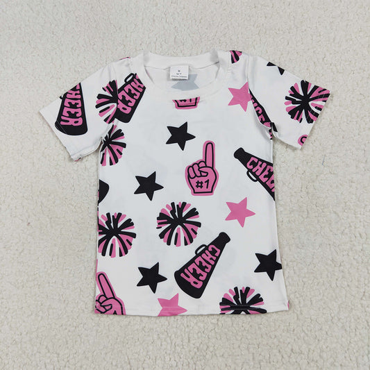 GT0994  Baby Girls Short Sleeves Pink Firework Stars Tee Shirts Top D 6.5