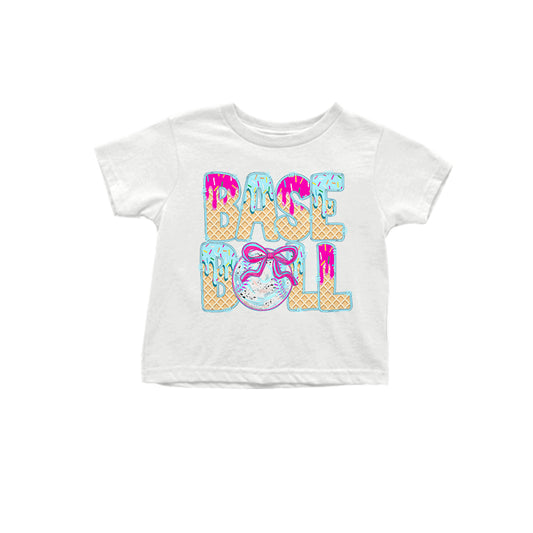 presale GT1012 Baby Girls Short Sleeves Ice-cream Drip Baseballs Tee Shirts Top D 4.4