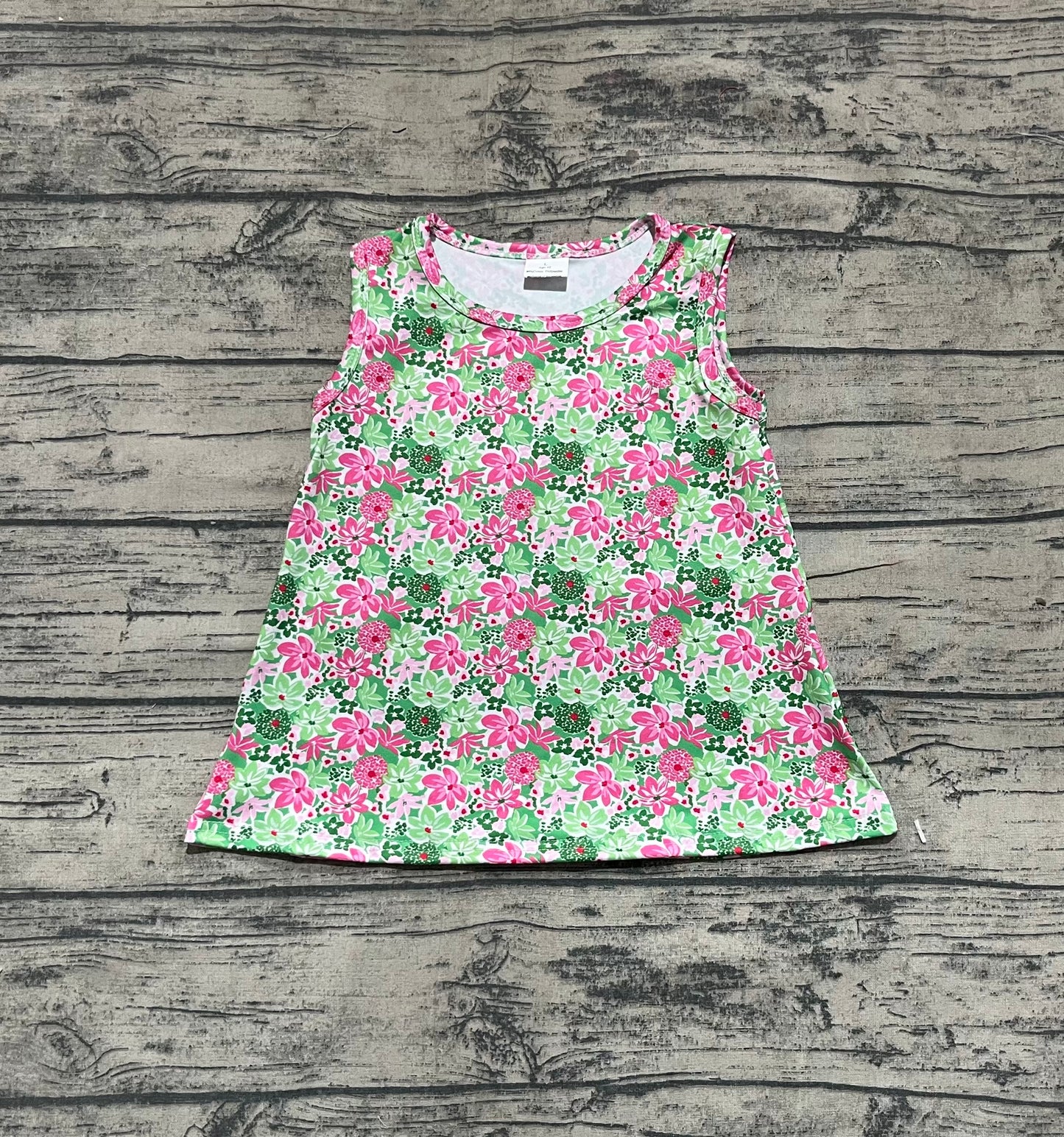 GT1015 Pink Green Flowers Girls Summer Yoga Vest Top D 5.22