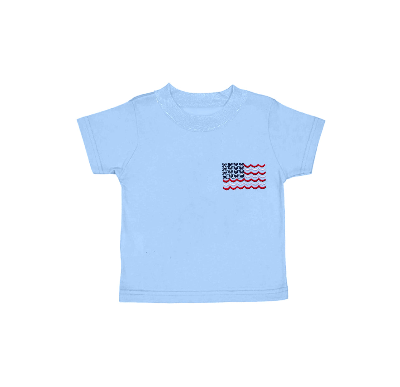 presale GT1016 Baby Girls Blue Short Sleeves Bows Flag 4th Of July Tee Shirts Top D 4.4