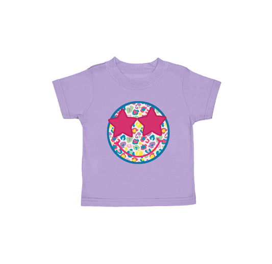presale GT1017 Baby Girls Lavender Short Sleeves Colorful Leopard Smile Tee Shirts Top D 4.8