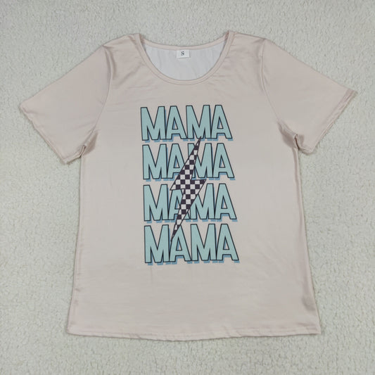 GT1019  Adult Women Short Sleeves MAMA Lightning Tee Shirts Top  D 6.24